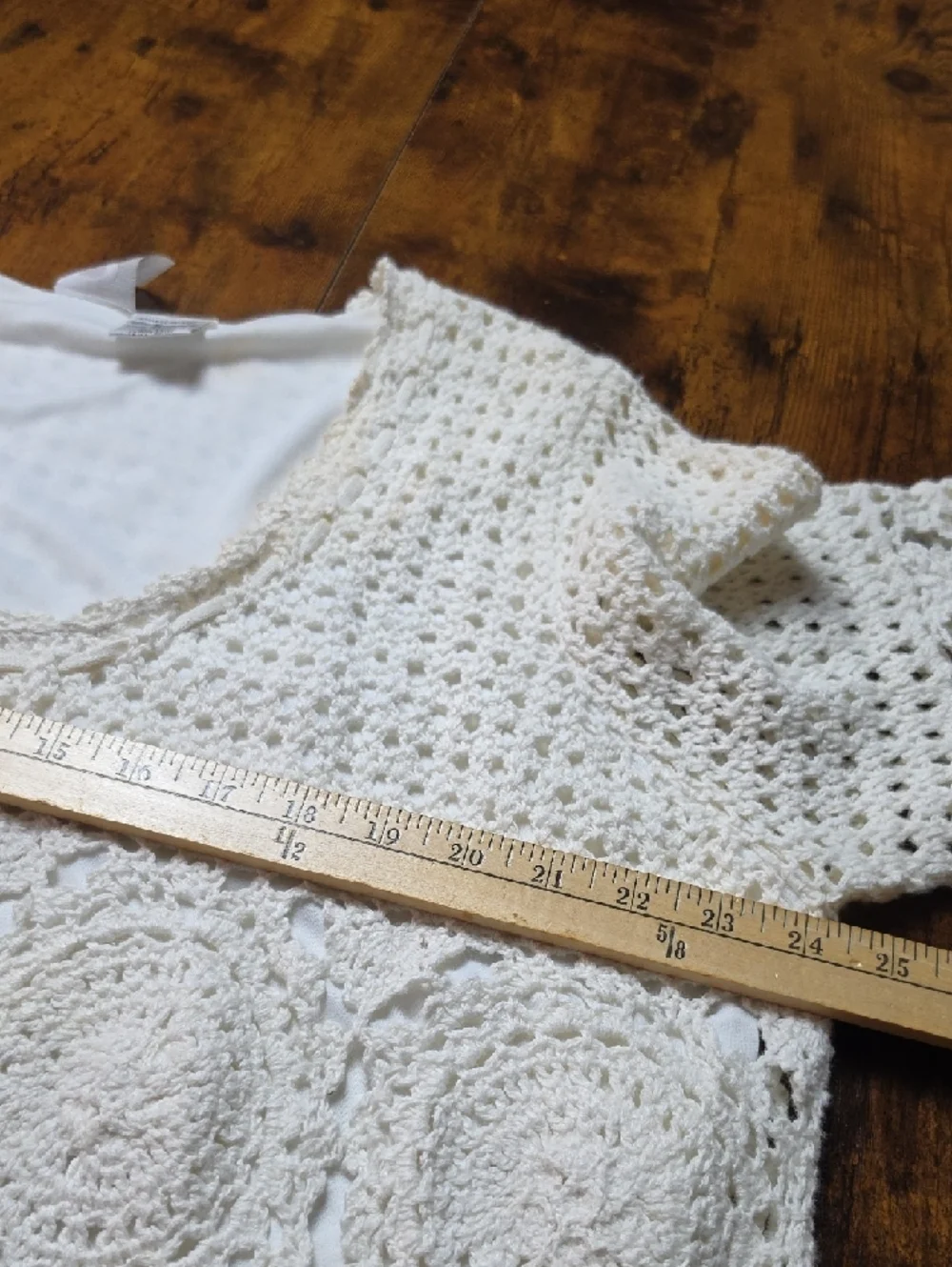 ROAMAN’S | Ivory Crochet Medallion Tunic Top Boho Cotton Ramie Scallop Trim | 1X
